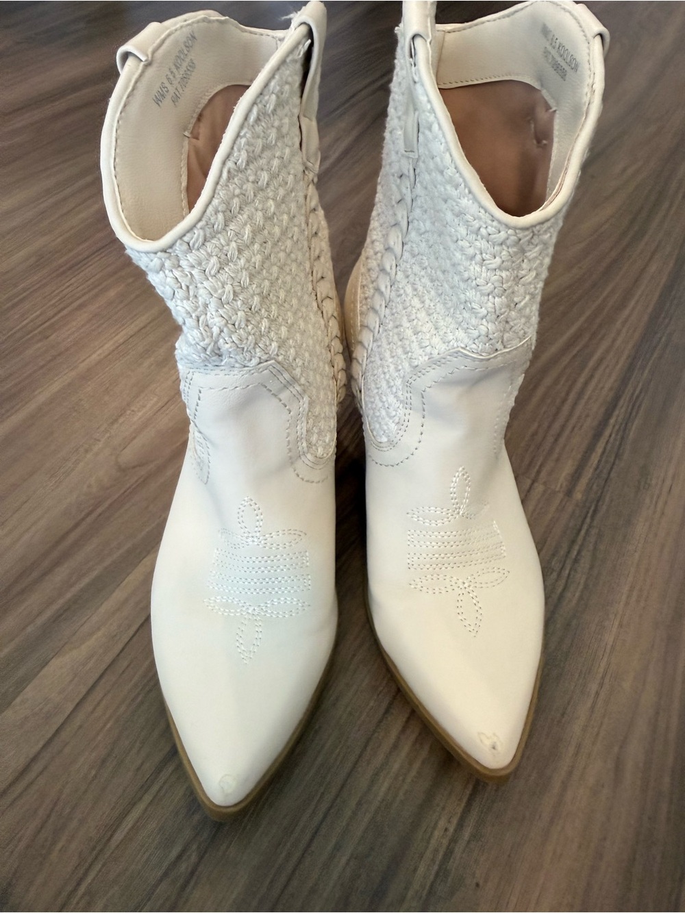 Dolce Vita Cream Woven Shaft Pointed-Toe Ankle Boots